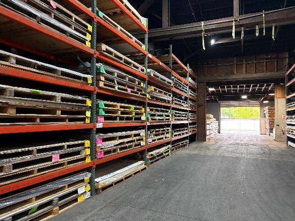 Interior of building 3 showing the laminate storage area