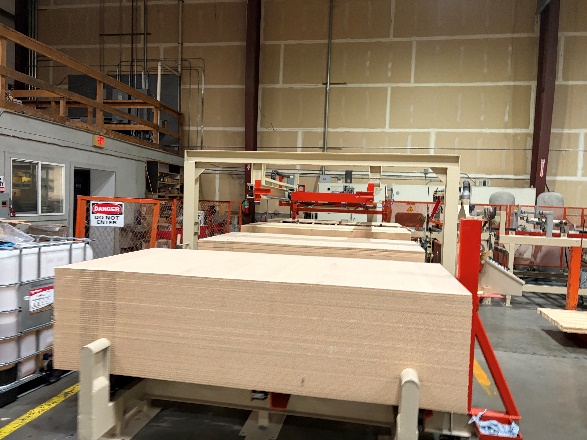 Panels being fed into the production line