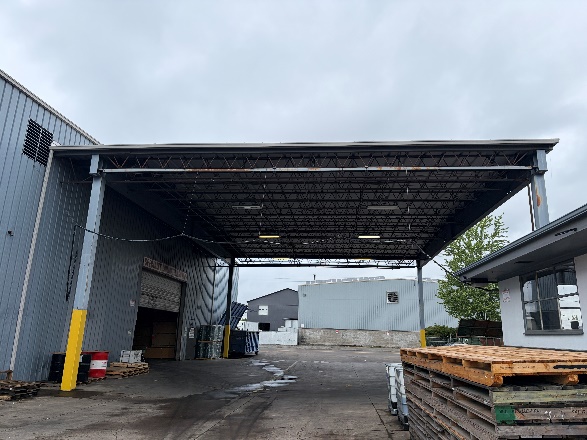 Outside loading canopy at building 2