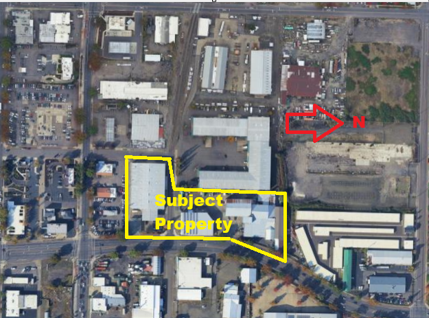 Aerial photograph showing the site and the surrounding light industrial and commercial properties