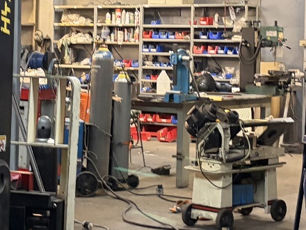 Cutting and welding equipment in the shop area