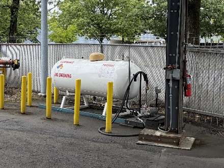 Leased propane tank located outside at 410 Chambers Street