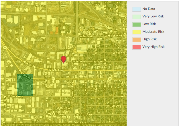 Earthquake hazard map centered on the site location