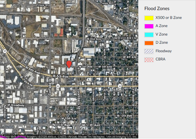 Flood zone map centered on the site location